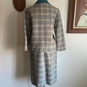 1960s Wool Plaid Suit with Leather Detailing image 5