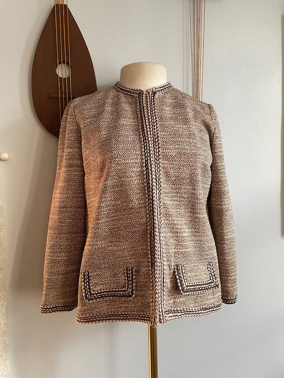 1970s Double Knit Jacket With Braided Trim From Serbin by