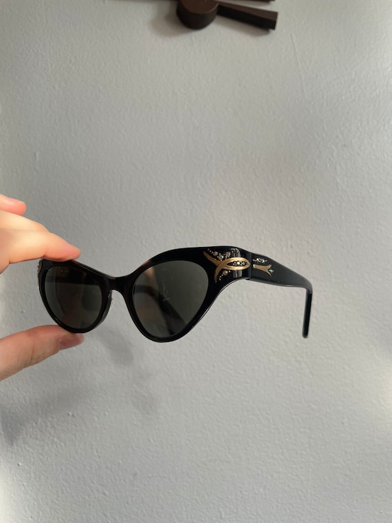 1950s Swank Cat Eye Sunglasses with Rhinestones