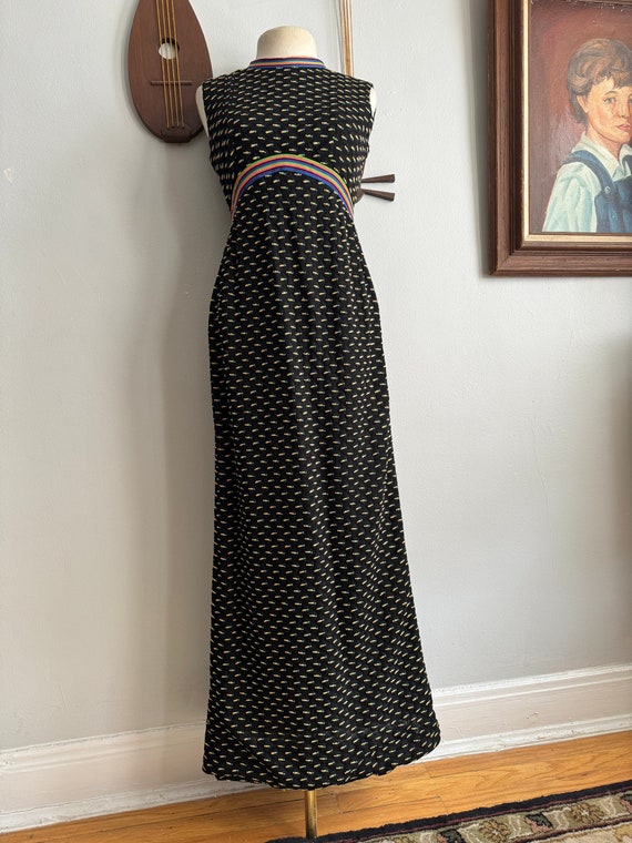 1970s Leslie Fay Rainbow Knit Dress