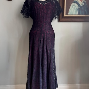 Late 40s/Early 50s Navy Lace Dress