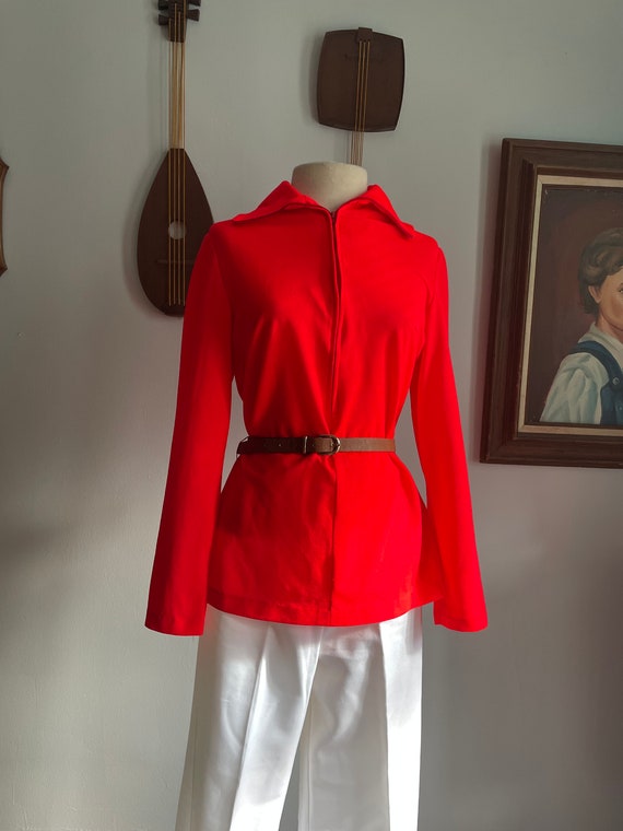 1970s Neon Red Half-Zip by Robert Allan