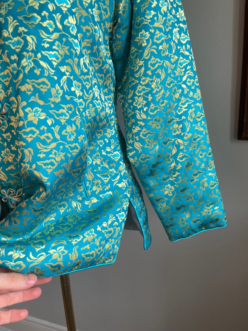 1960s Blue and Gold Liquid Satin Hostess Jacket - Etsy