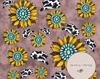 Western Cowboy Hat & Sunflower PNG