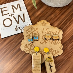 Lorelai Gilmore Inspired Earrings- wood Stud earrings- Stars Hallow