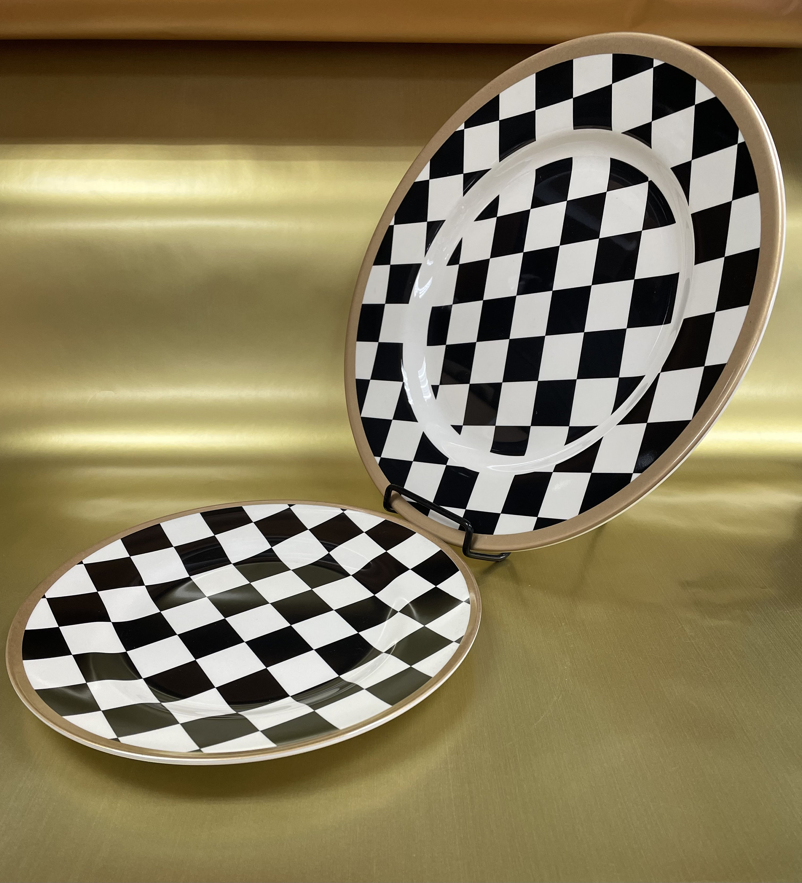 Black & White Check Platter