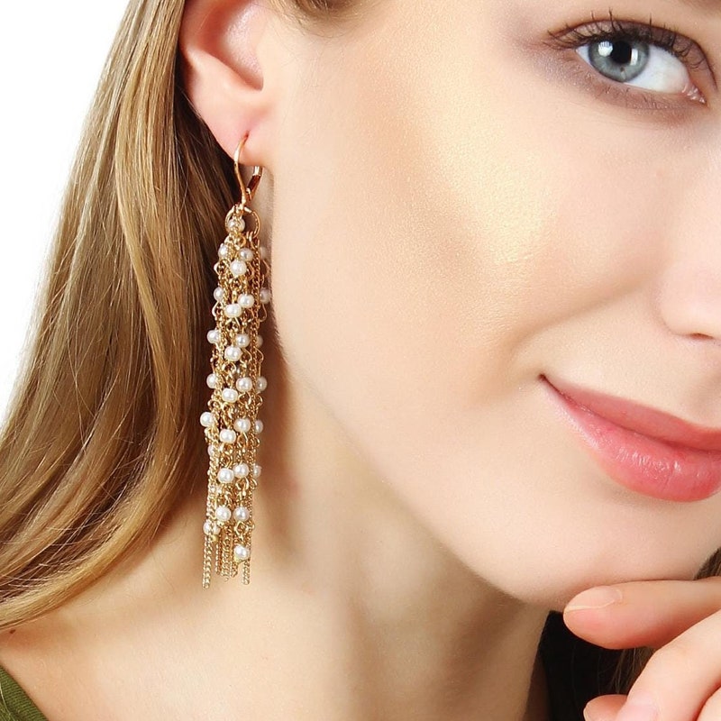 Ohrring Mit Kette Für 2 Ohrlöcher Ohrring - Etsy