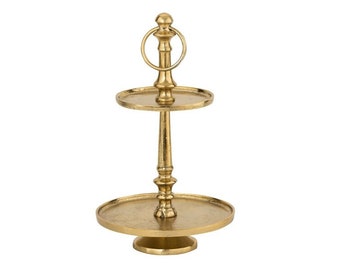 Etagere 2 stöckig Gold metall ,weihnachtsdeko,Dekoteller Gold,Dekotablett,Etagere Gold 2 stöckig 31 cm,deko geschenke