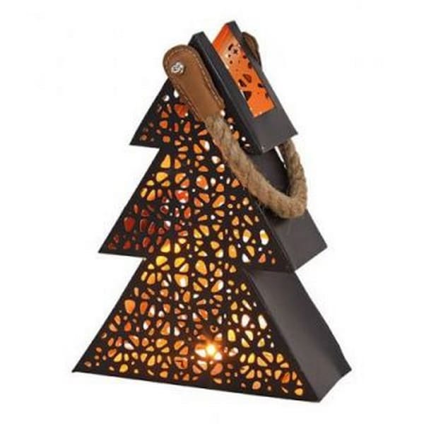 Weihnachtsbaumlaternen / Teelichthalter / Kerzenhalter aus Metall mit Lochmuster - schwarz / gold, Advent Deko