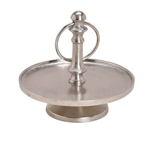 Etagere Tablett Silber 17 cm Metall/Gebäckschale Obstschale/AdventDeko/Cakestand/Ostern deko geschenke