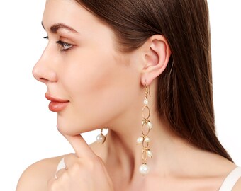 Earcuff gold Perlen Modeschmuck neu Schmuck Ohrringe Perlenohrringe 