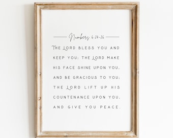 May The Lord Bless You And Keep You NUMBERS 6:24-26 | Bible Verse Printable Wall Art | Modern Minimalist Christian Home Decor | The Blessing