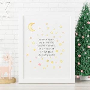 O Holy Night Christmas Printable Wall Art | Christian Holiday Printable Home Decor | Nursery Kids Christmas Poster | Christmas Wall Decor