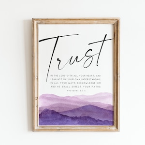 PROVERBS 3:5,6 Modern Scripture Watercolor Print | Bible Verse Printable Wall Art |  Trust In The Lord With All Your Heart | Christian Print