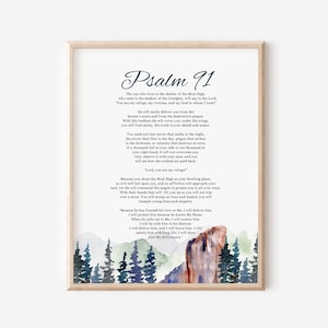 PSALM 91 Wall Art | Bible Verse Printable Wall Art | Psalm Poster for Home Decor | The Lord Is My Refuge | Christian Wall Decor Printable