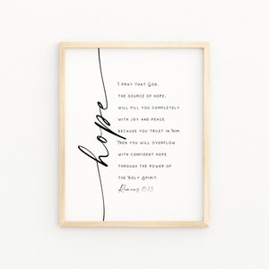 ROMANS 15:13 Scripture Art | Bible Verse Printable Wall Art | May the God of Hope Fill You With All Joy and Peace Wedding Bible Verse Gift