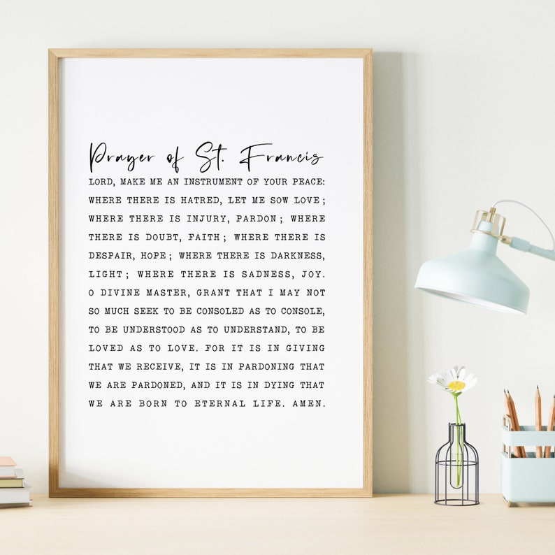 Prayer of St Francis Wall Art Printable Saint Francis Peace Prayer Minimalist Art Christian Home ...