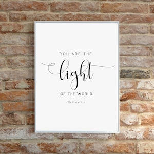 MATTHEW 5:14 You Are the Light of the World | Bible Verse Printable Wall Art | Modern Scripture Minimalist Printable | Bible Verse Wall Art