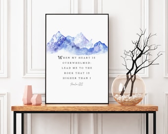 PSALM 61:2  When my heart is overwhelmed | Bible Verse Printable Wall Art | Scripture Printable | Verse Wall Home Decor | Digital Download