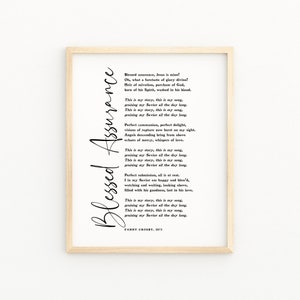 BLESSED ASSURANCE Christian Hymn Lyric Art Print | Hymn Printable Wall Art | Worship Printable | Christian Wall Home Decor | Christian Gift