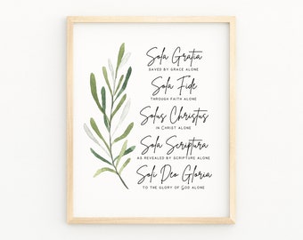 5 Solas Print Five Solas Printable Reformed Theology Wall Art Reformation Print Soli Deo Gloria Printable Wall Art Scripture Bible Wall Art