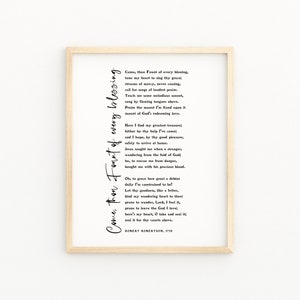 Come Thou Fount Of Every Blessing Hymn Printable Wall Art  | Christian Hymn Print | Hymn Wall Home Decor Digital Print | Christian Gifts