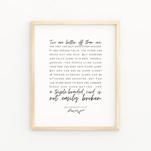 ECCLESIASTES 4:9-12 Two Are Better Than One | Bible Verse Printable Wall Art | Scripture for Engagement Wedding Marriage Anniversary Gift