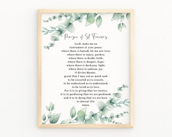 Prayer of St Francis Word Art | St Francis of Assisi Christian Artwork | St Francis Print | Godson Baptism Gift | Christian Nursery Decor