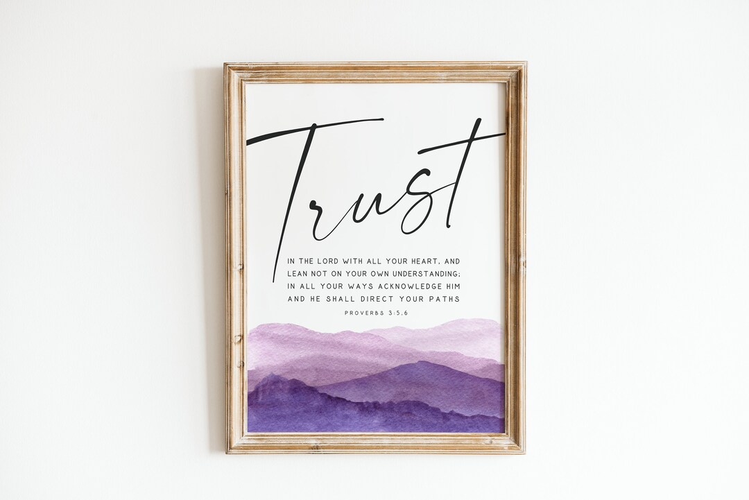 PROVERBS 3:5,6 Modern Scripture Watercolor Print | Bible Verse ...