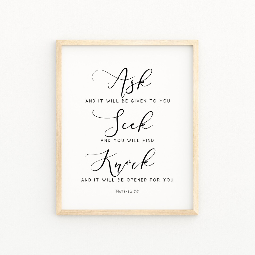 MATTHEW 77 Scripture Wall Art Home Decor Bible (Instant Download) Etsy