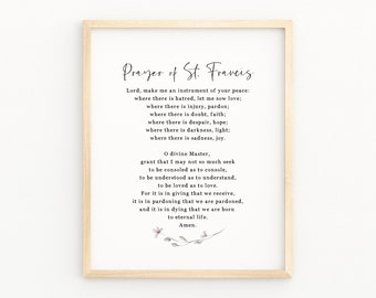 Prayer of St Francis Wall Art Printable | Saint Francis Peace Prayer Minimalist Art | Christian Home Decor | St Francis of Assisi Wall Print