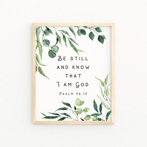 Be Still and Know That I Am God Psalm 46:10 Watercolor Verse | Christian Artwork Printable | Bible Verse Wall Art Print | Baptism Gift Sign