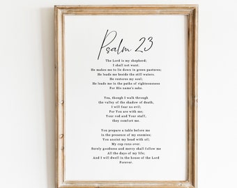 PSALM 23 De Heer is mijn herder | Bijbelvers kunst aan de muur | Minimalistisch modern schrift afdrukbaar | Vers muur Home decor | Digitaal downloaden