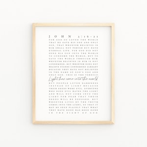 JOHN 3:16-21 For God So Loved the World Bible Verse Wall Art | Christian Artwork Printable | Modern Scripture Word Art | Missionary Gift