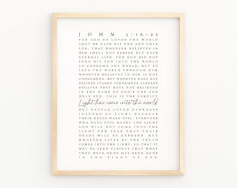 JOHN 3:16-21 For God So Loved the World Bible Verse Wall Art | Christian Artwork Printable | Modern Scripture Word Art | Missionary Gift