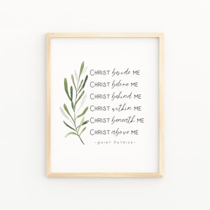 St Patrick Quote Printable Wall Art | Christian Artwork Print | Christ Beside Me | Saint Patrick Wall Decor | Modern Christian Word Art |