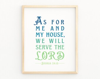 JOSHUA 24:15 Scripture Art Print | Bible Verse Printable Wall Art | As For Me And My House Victorian Art | Bible Typography Art Wall Print