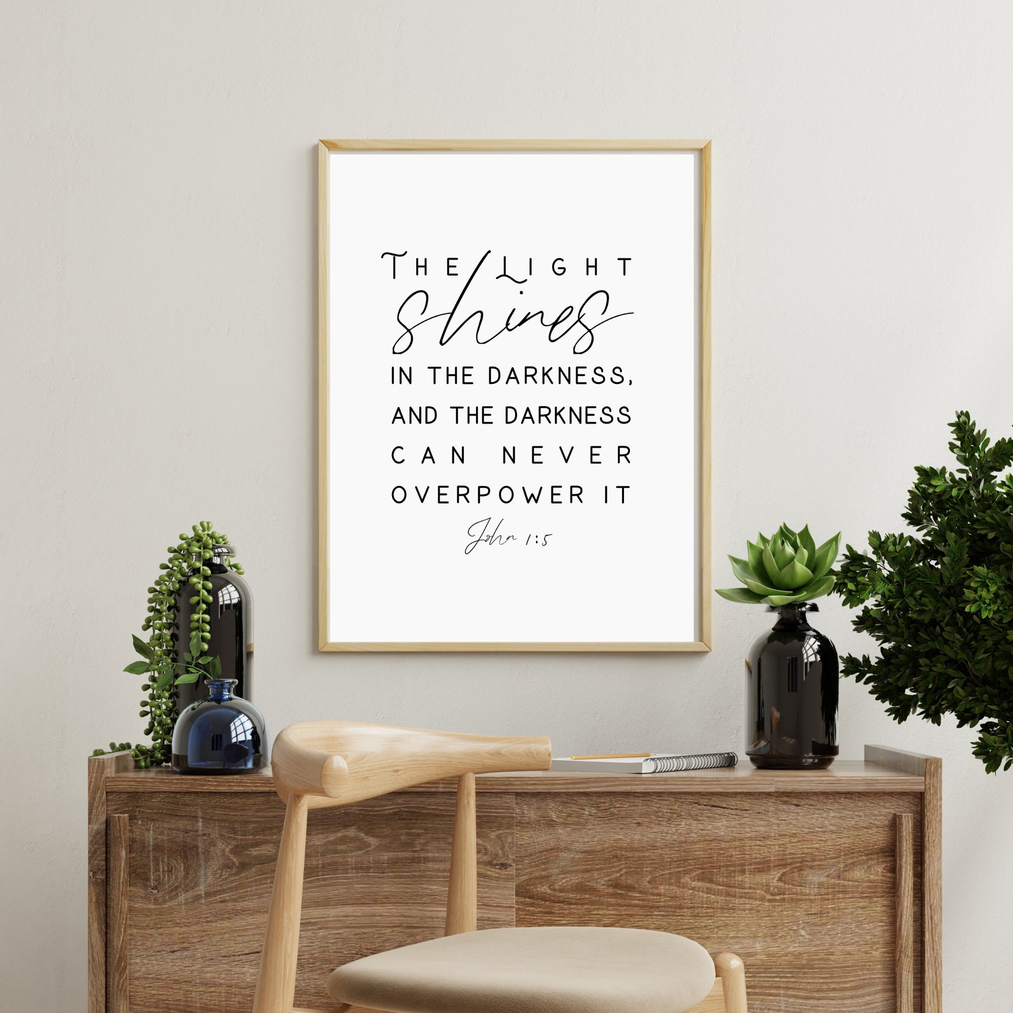 JOHN 1:5 the Light Shines in the Darkness Christian Scripture - Etsy