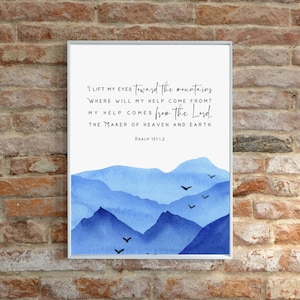 PSALM 121:1,2 I Lift My Eyes Toward the Mountains | Bible Verse Printable Wall Art | Modern Scripture Watercolor Printable | Scripture Art