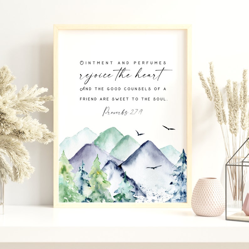 Proverb Frame Proverbs 27:9 Christian Artwork Printable Bible Verse Wall Art Decor ...
