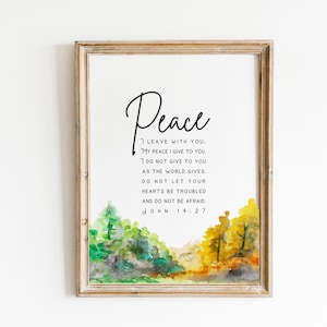 JOHN 14:27 Christian Wall Decor | Bible Verse Printable Wall Art | Peace I Leave With You Jesus Quote Print | Modern Scripture Spiritual Art