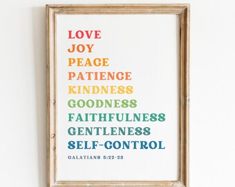 Fruit of the Spirit Wall Art Printable Sign Galatians 5 22 - Etsy