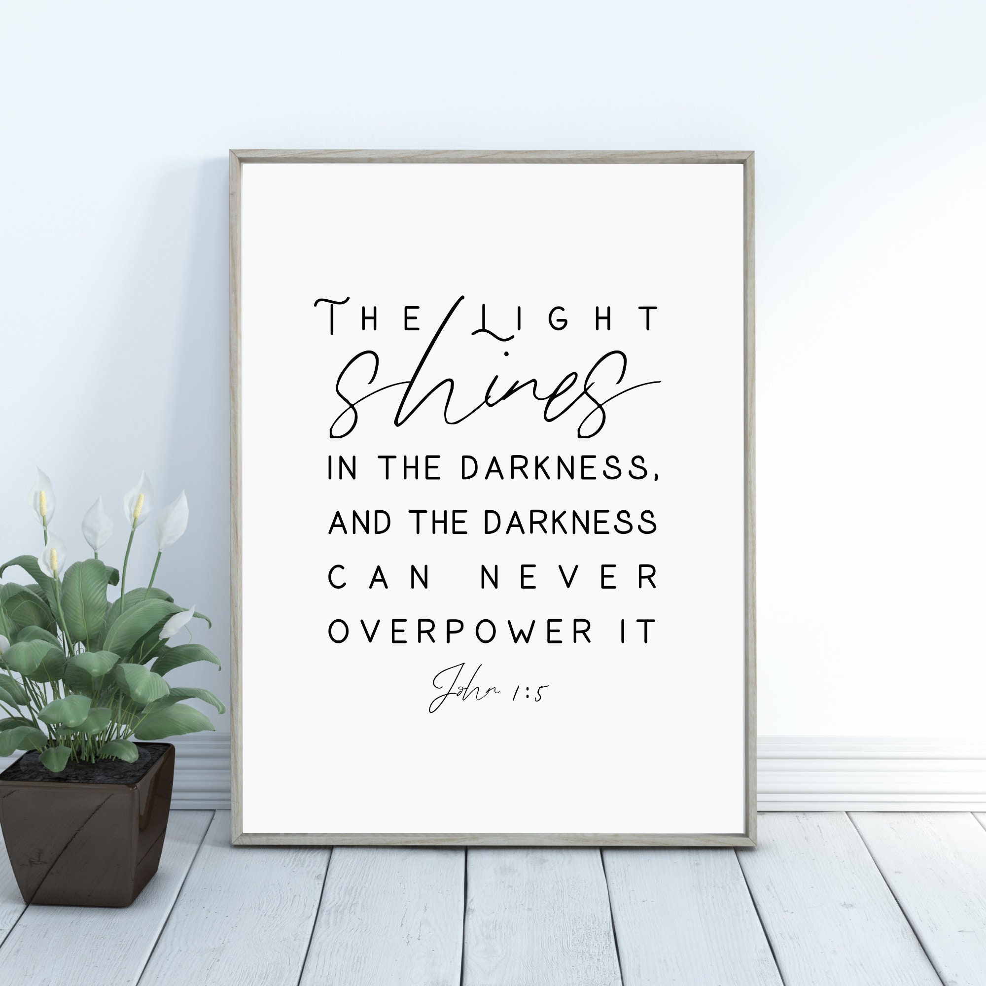 JOHN 1:5 the Light Shines in the Darkness, Christian Scripture Word Art ...