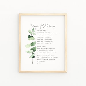 Prayer of St Francis Wall Art Printable | Saint Francis Peace Prayer Watercolor Art | Christian Home Decor | St Francis of Assisi Wall Print
