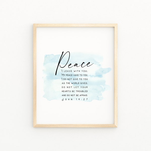 JOHN 14:27 Jesus Quote Watercolor Print | Bible Verse Printable Wall Art | Peace I Leave With You My Peace I Give You | Modern Scripture Art