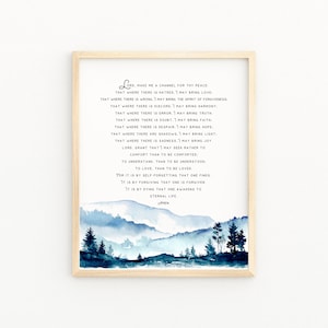 Prayer of St Francis Big Book AA Christian Printable Prayer Wall Art Printable Saint Francis of Assisi Peace Prayer Watercolor Art Print