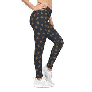 Whimsigoth Star Leggings, Galaxy Print Yoga Pants, Celestial Theme Tights, Cosmic Fashion Bottoms, Purple Space Leggings