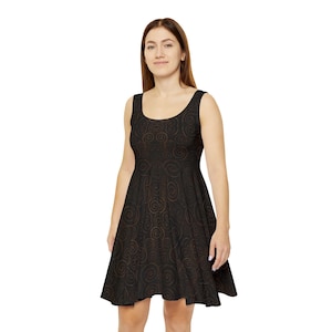 Whimsigoth Grunge Women&#39;s Skater Dress, Alternative Fashion Tank Dress, Edgy Gothic Clothing, Unique Vintage Style Outfit, Dark Boho Dress