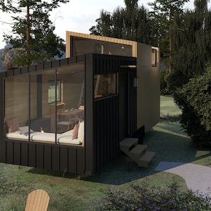 Lumina, Modern Tiny House on Wheels Plans, Small Home Blueprints, 24x8x13 Miniature Dwelling Design Drawings (Printed Version Available)