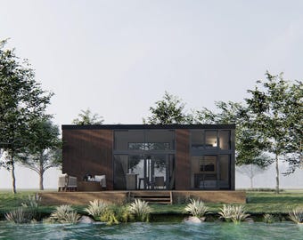 Lakeside Villa 30' x 10' Tiny House on Wheels or Foundation, Modern Cabin